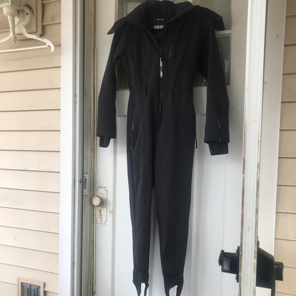 ASOS 4505 Belted Fitted Ski/Snowsuit Black Fur Hood - Picture 3 of 8